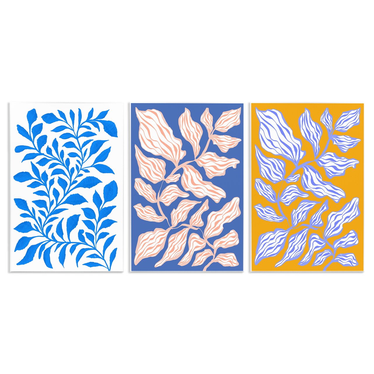 Stupell Industries Boho Leaf Patterns 3pc Wall Plaque Art Set Design by Martina Pavlova